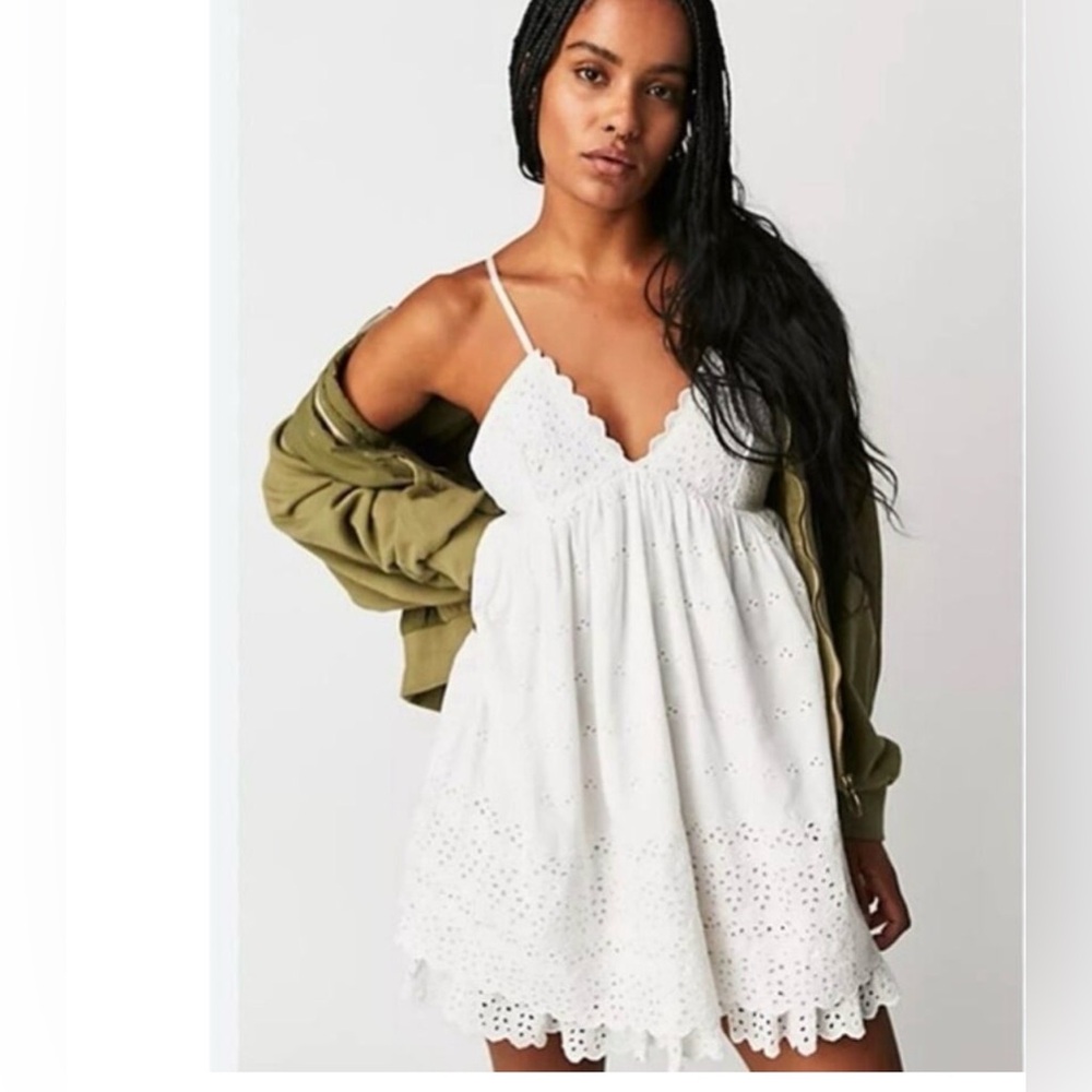 Free People White Backless Eyelet Dress
